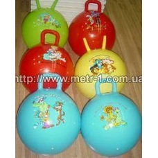 Мяч для фитнеса-55см  OS-3173 RU (40шт) с ручкой, Енот и Обезьянка, 750г