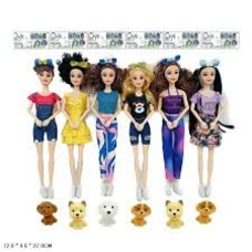 Лялька арт. DXF1384 (180шт/2) типу Барбі, мікс 6 видів, з улюбленцем пакет
