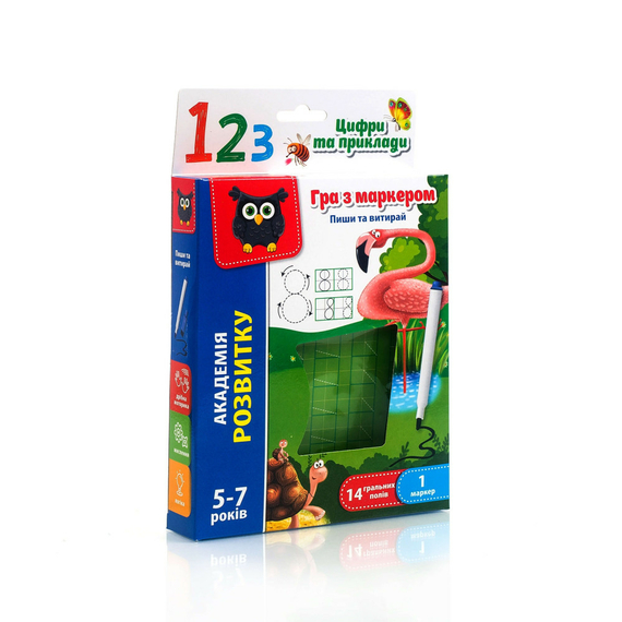 Гра з маркером «Пиши та витирай. Цифри та приклади» VT5010-14