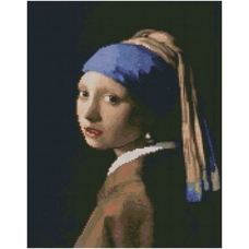 Алмазна мозаїка Strateg ПРЕМІУМ Дівчина з перловим сережкою 40х50 см FA0019