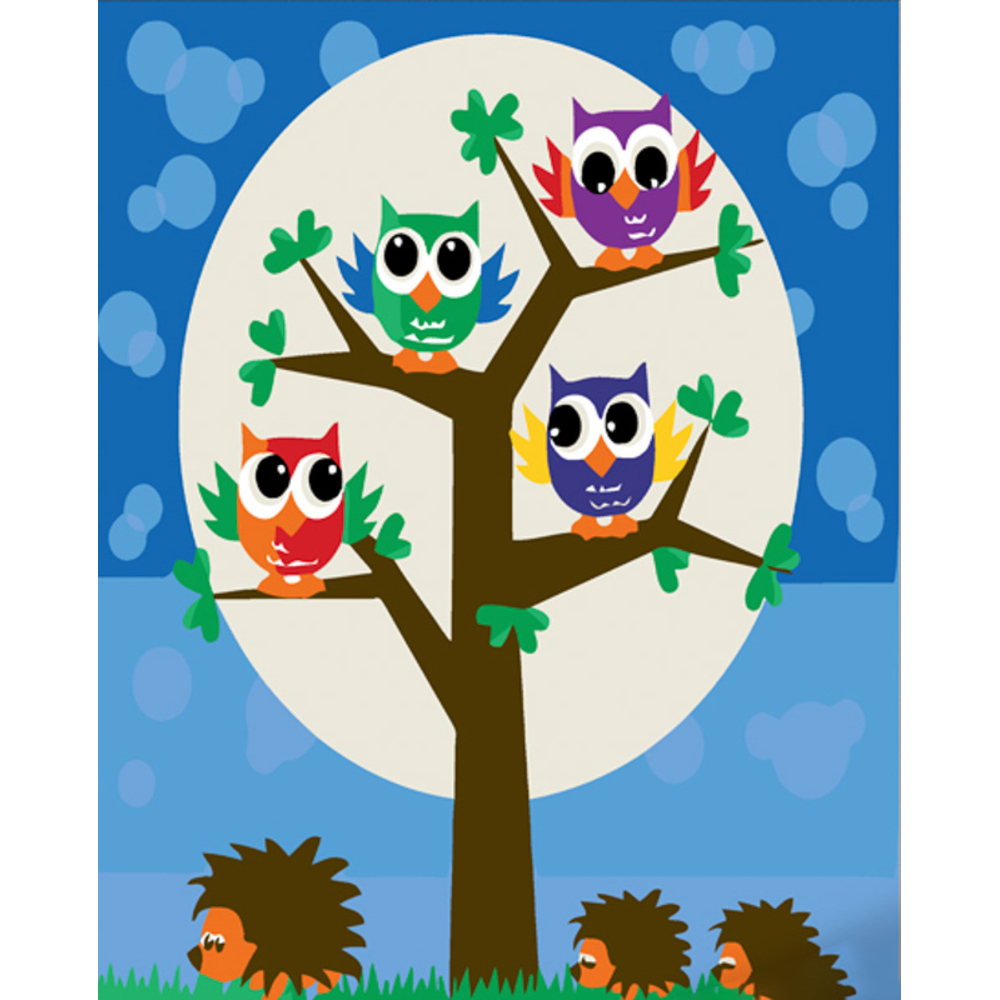 Фото, Відеоогляди картина за номерами strateg преміум совенки та їжачки розміром 30х30 см (es135)