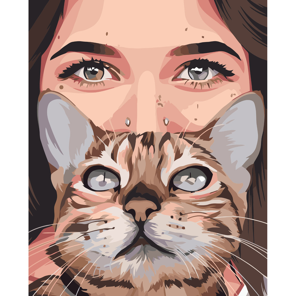 Фото, Відеоогляди картина за номерами погляд кішки strateg з лаком розміром 40х50 см (va-3572)