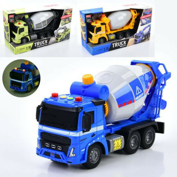 Машина А1110-2-12-22 (24шт) бетонозміш 26см, 1:16, інерція, рух. деталі, 3 кол, звук, світло, в кор