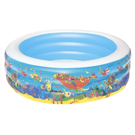 Бассейн 51122 (3шт) детский, круглый, 3 кольца, 196-53см, рем компл, 700л, в кор-ке, 40-39-9,5см