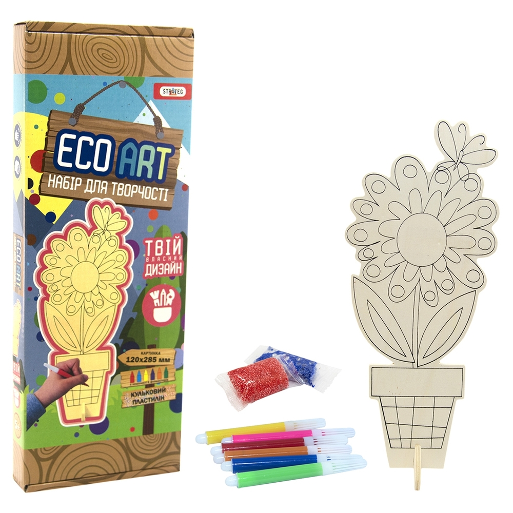 Фото, Видеообзоры набір для творчості strateg еко-розмальовка квіточка (5003)