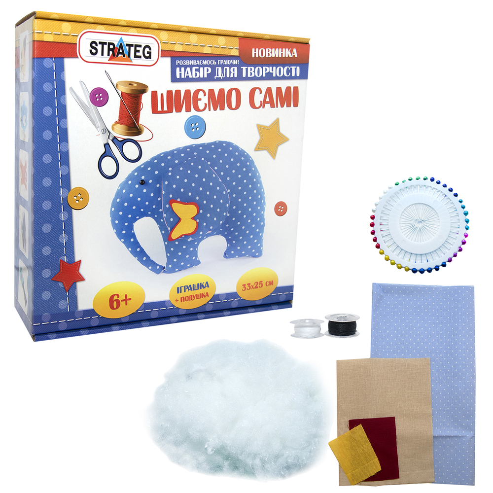 Фото, Відеоогляди набір для творчості strateg шиємо самі слонік українською мовою (іп-03)