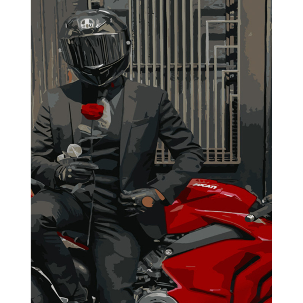 Фото, Відеоогляди картина за номерами strateg преміум коханий на байку розміром 40х50 см (gs1032)