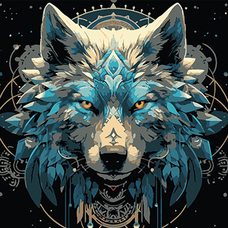 Картина за номерами Strateg ПРЕМІУМ Портрет вовка в мистецькому стилі на чорному фоні розміром 40х40 см (AV4040-56)