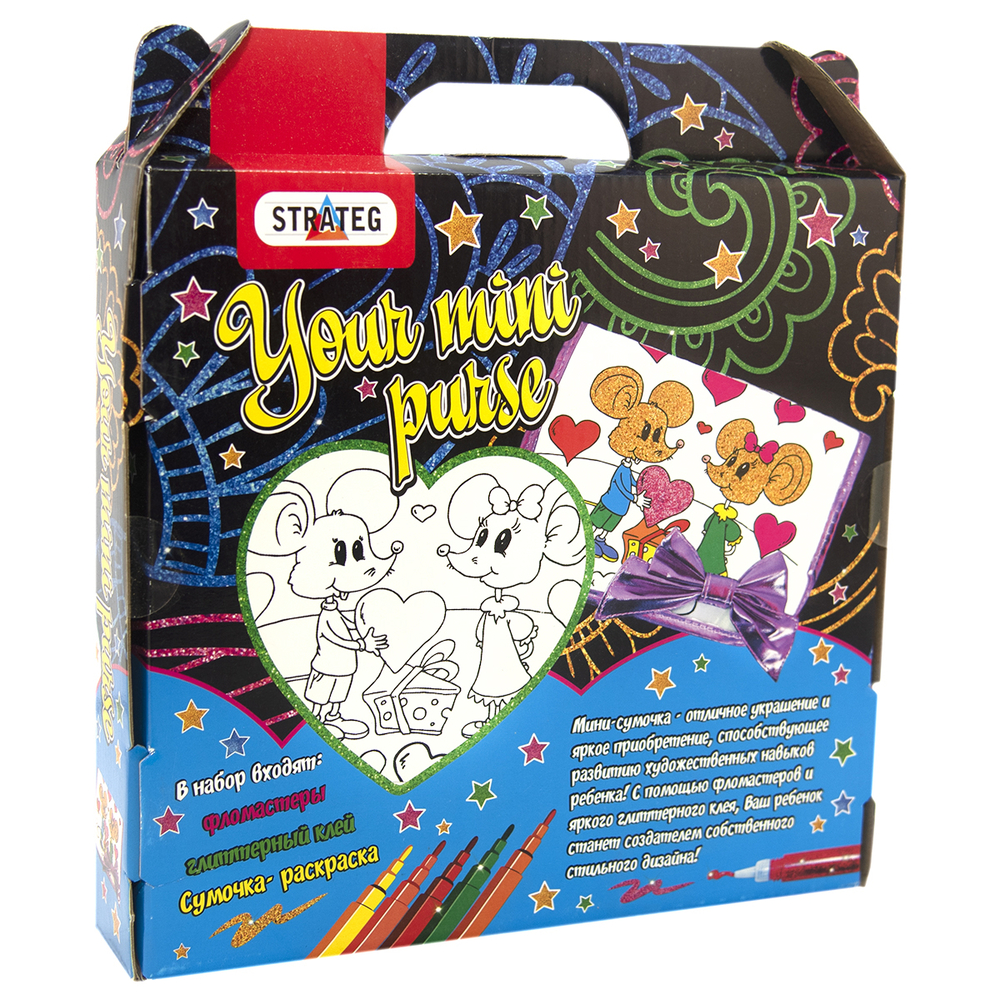 Фото, Відеоогляди набір для творчості strateg сумка-розмальовка мишеня російською мовою (2043)