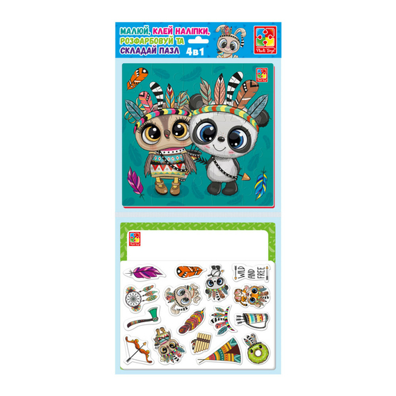 Набір для творчості Vladi toys 4 в 1. Пухнасті індіанці. VT4210-12