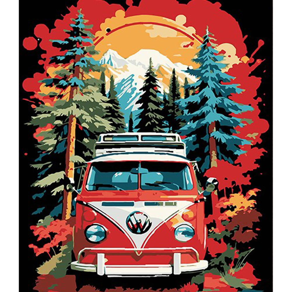 Фото, Видеообзоры картина за номерами strateg преміум фольксваген бус в лісовій гущавині на чорному фоні розміром 30х40 см (fh-7)