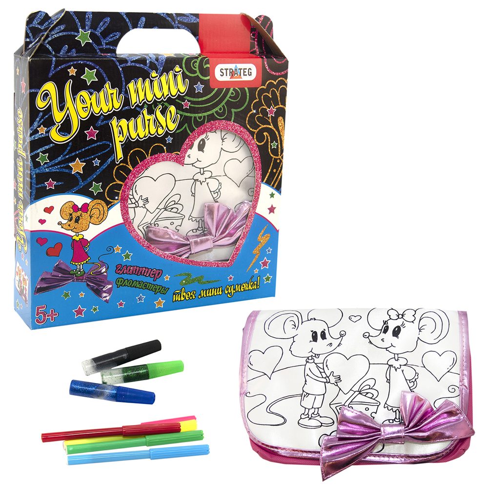 Фото, Відеоогляди набір для творчості strateg сумка-розмальовка мишеня російською мовою (2043)