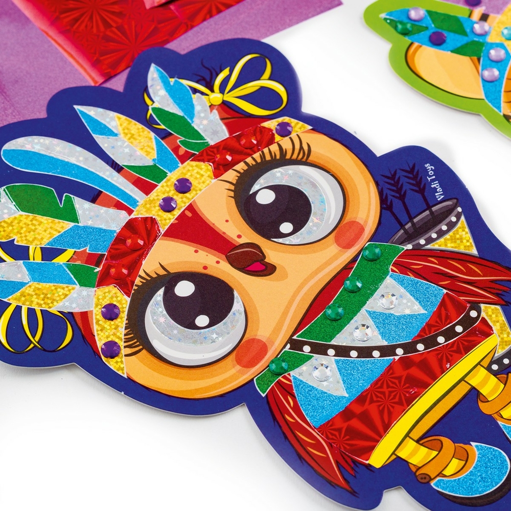 Фото, Видеообзоры набір для творчості зі стразами та фольгою «foil art. шалені індіанці» vladi toys vt4433-09