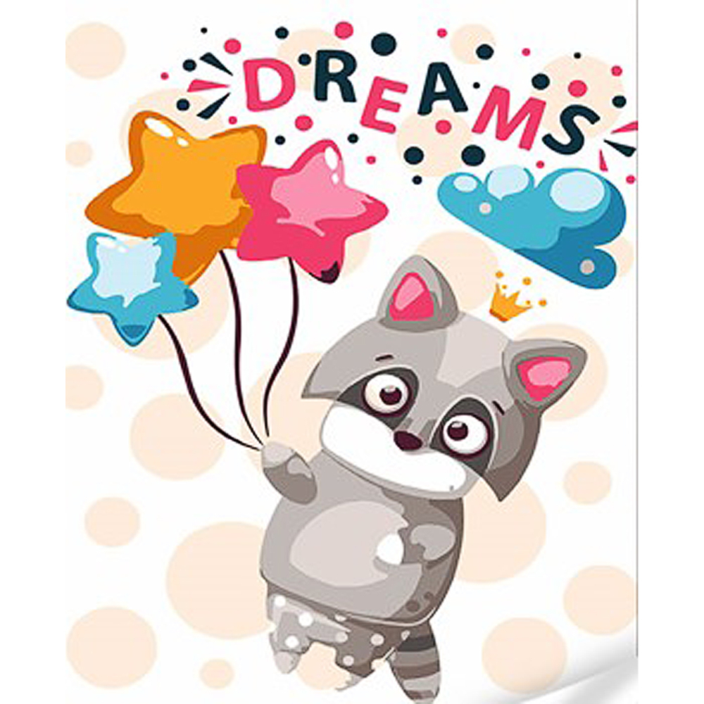 Фото, Відеоогляди картина за номерами strateg преміум святковий єнот з лаком та з рівнем розміром 30х40 см (ss1073)