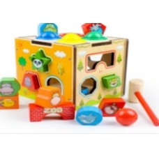 Детская 3D деревянная игрушка "Выбей мяч"