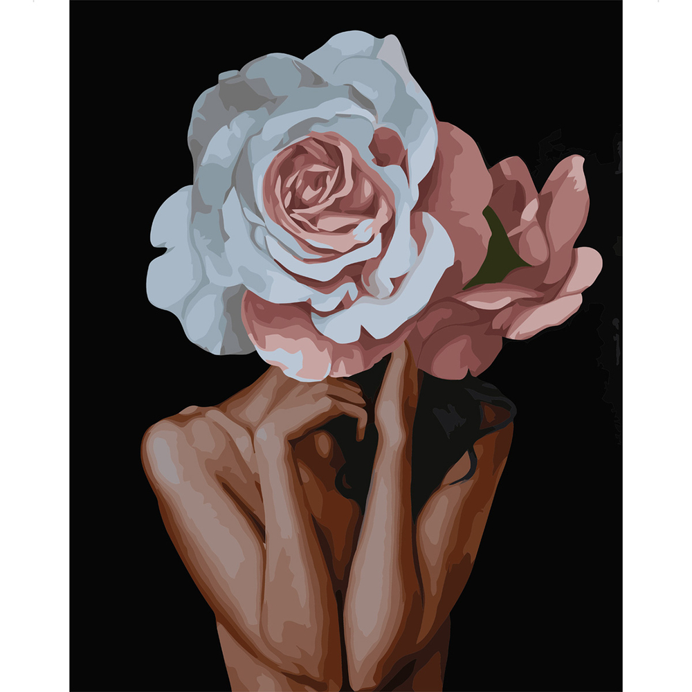 Фото, Відеоогляди картина за номерами strateg преміум дівчина-піон з лаком розміром 40х50 см (va-3090)