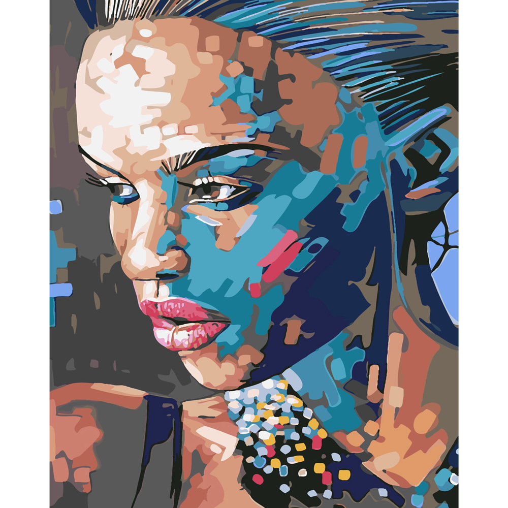 Фото, Видеообзоры картина за номерами strateg преміум виразне обличчя з лаком розміром 40х50 см sy6216