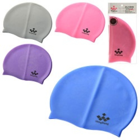 Шапочка для плавання MS 1019 (144шт) ткань, 21-15см, 4 цвета, в кульке, 9-17-1см