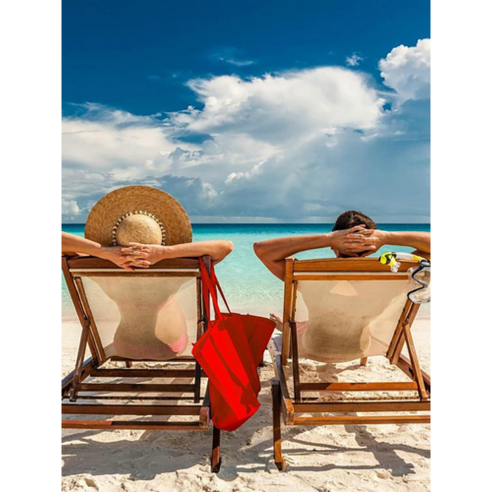 Фото, Відеоогляди алмазна мозаїка strateg преміум відпочинок на пляжі  без підрамника розміром 40х50 см  (gc86028)