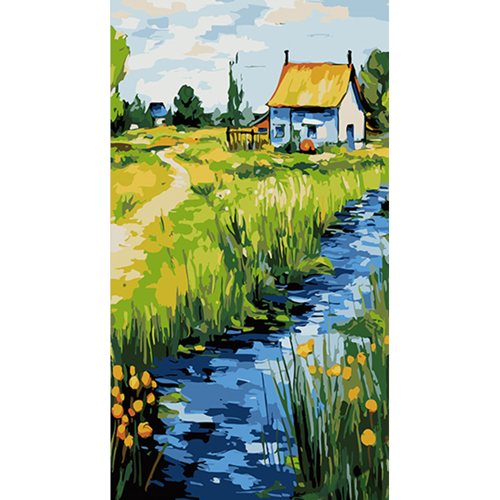 Фото, Відеоогляди картина за номерами strateg біля берега річки розміром 50х25 см (ww157)