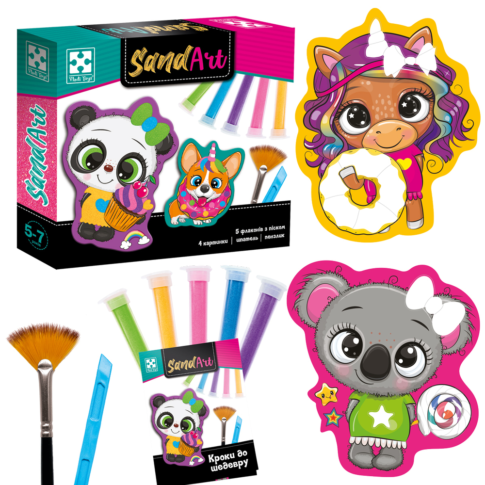 Фото, Видеообзоры набір для творчості з піском "sand art. солодка вечірка" vladi toys vt4501-02