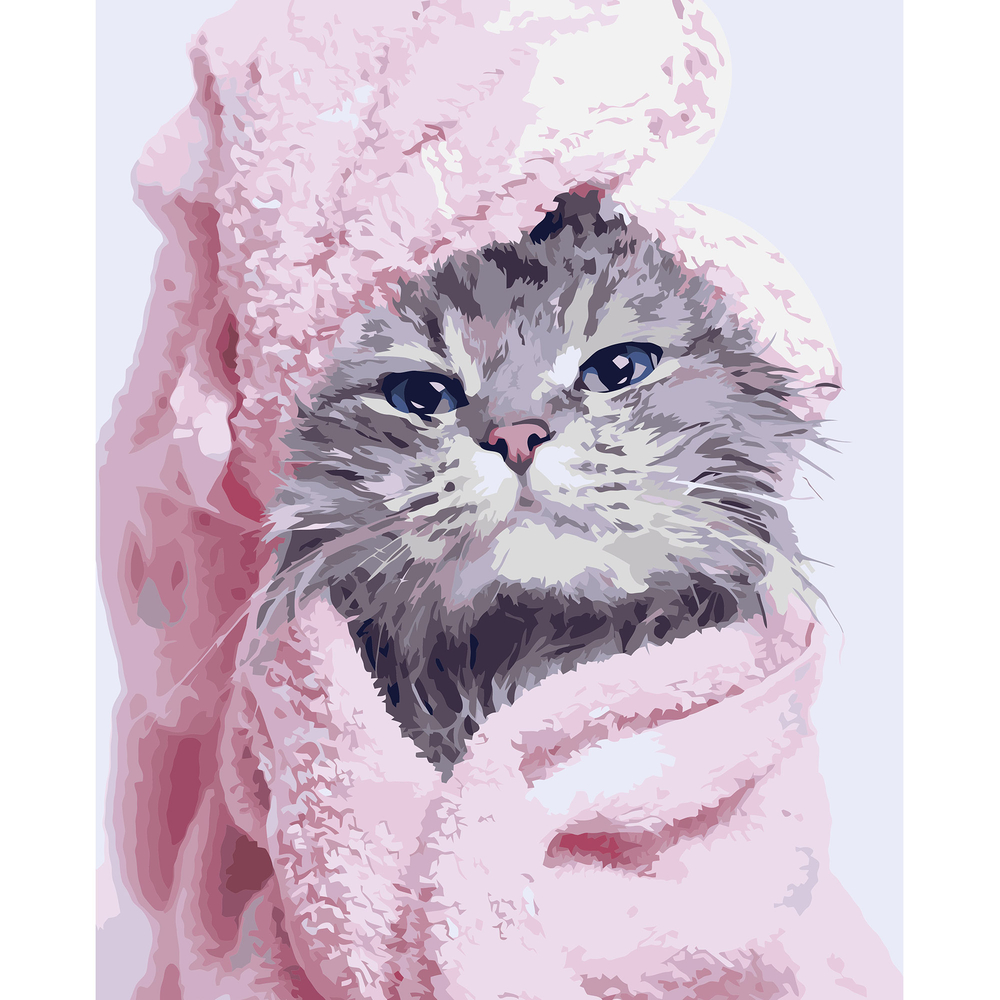 Фото, Відеоогляди картина за номерами strateg преміум викупаний котик з лаком розміром 40х50 см va-3240