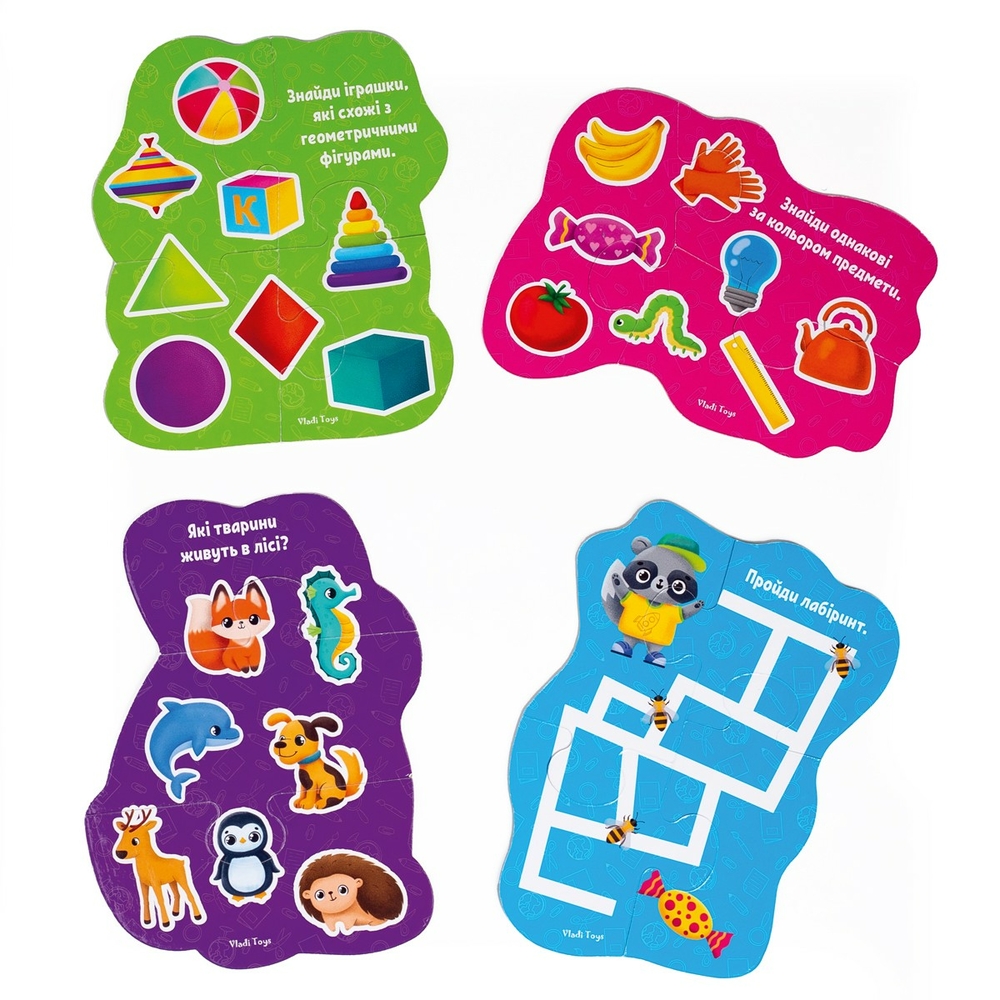Фото, Видеообзоры пазли максі vladi toys картонні з грою малюк зможе «лісові звірі» vt1722-22