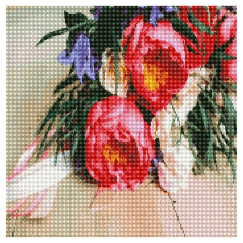 Фото, Відеоогляди алмазна мозаїка strateg преміум квіти 50х50 см ga0005