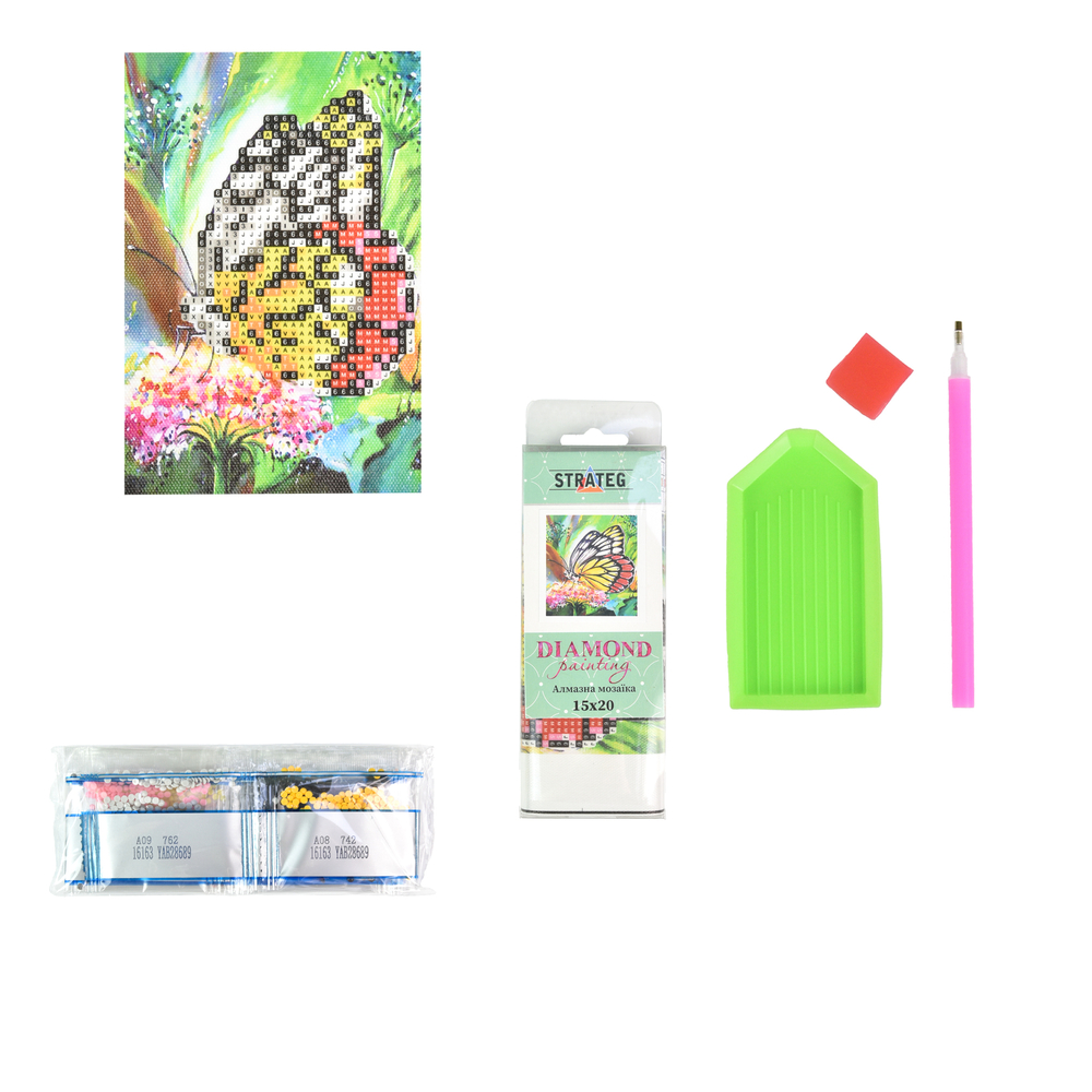 Фото, Відеоогляди алмазна мозаїка strateg преміум метелик без підрамника розміром 10х15 см (yab28689)