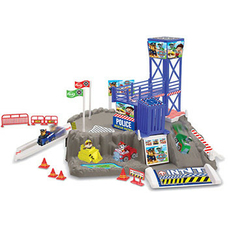 Гараж ZY-582 (18шт) ЩП, полиция, машинки 4шт, дорожные знаки, в кор-ке, 38-26,5-6,5см