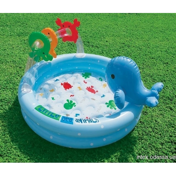 Басейн 57400 (6шт) круглый, с дельфином и игрушками, в кор-ке, 90-53см