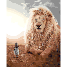 Картина за номерами Strateg ПРЕМІУМ Велична зустріч з лаком розміром 40х50 см SY6066