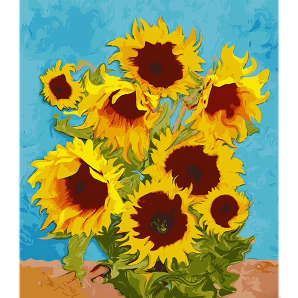 Фото, Відеоогляди картина за номерами strateg золоті соняхи на кольоровому фоні розміром 40х50 см (mz036)