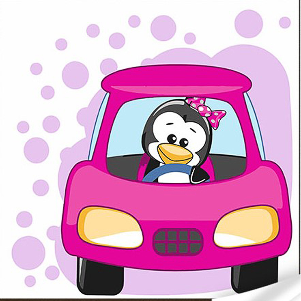 Фото, Відеоогляди картина за номерами strateg преміум пінгвеня в машинці з лаком та з рівнем розміром 30х30 см (es-0865)