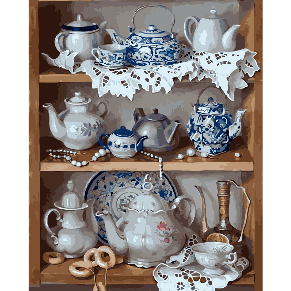 Фото, Відеоогляди картина за номерами strateg преміум чайний сервіз з лаком розміром 40х50 см va-0256