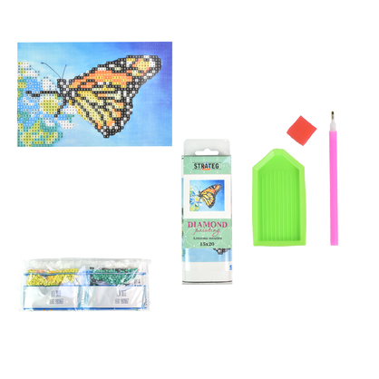 Фото, Відеоогляди алмазна мозаїка strateg преміум метелик на квітці без підрамника розміром 10х15 см (yab28657)