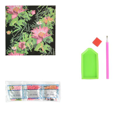 Фото, Відеоогляди алмазна мозаїка strateg преміум екзотичний калейдоскоп квітів на паперовій основі розміром 18х18 см (jub14394)