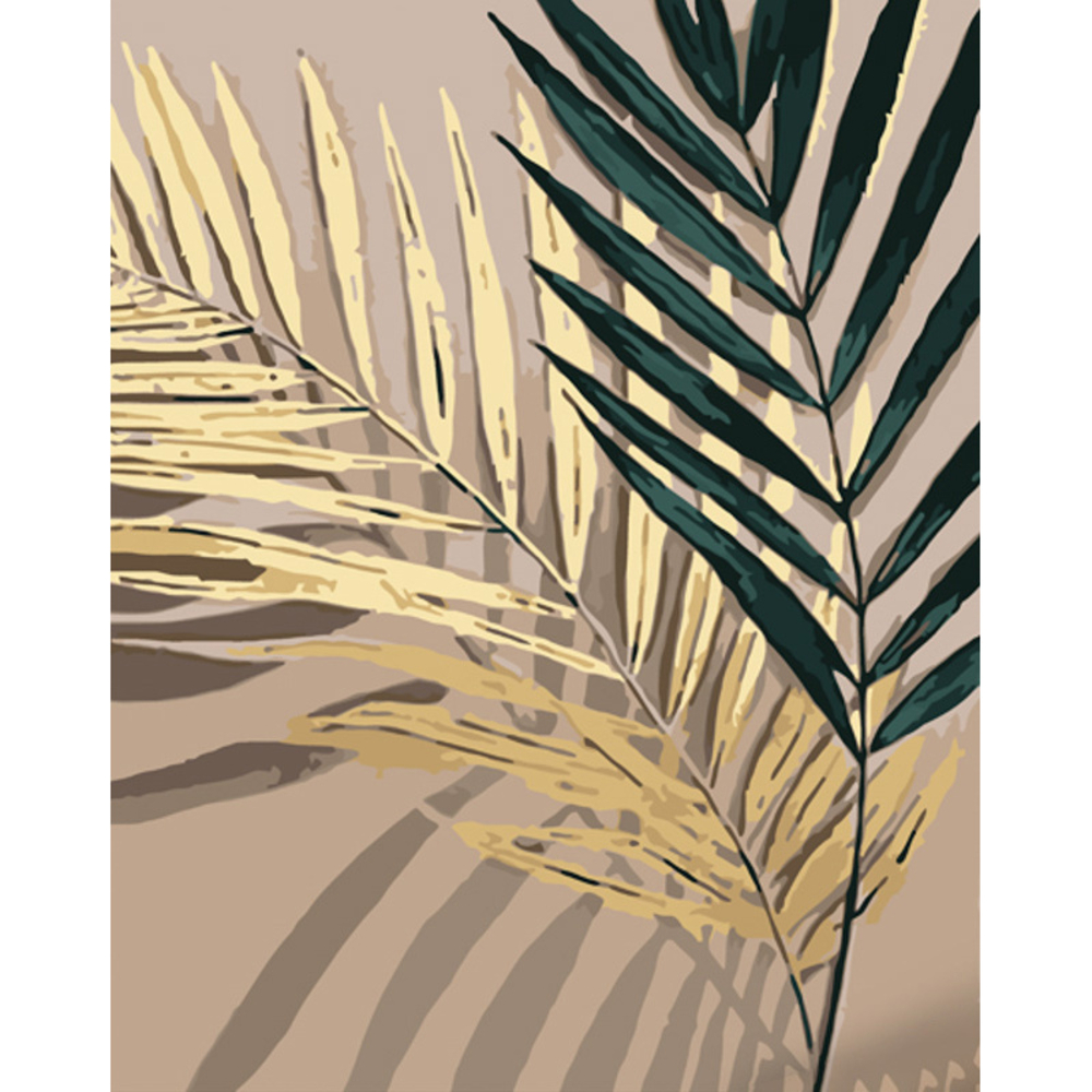 Фото, Відеоогляди картина за номерами strateg преміум золоте та зелене листя з лаком розміром 40х50 см (gs1090)