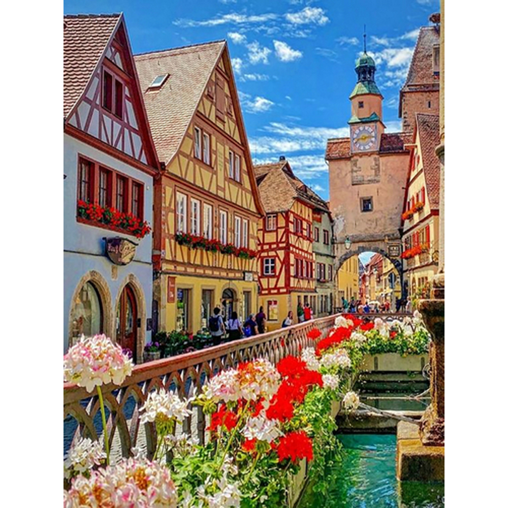 Фото, Відеоогляди алмазна мозаїка strateg преміум будинки ротенбург-об-дер-таубер без підрамника розміром 40х50 см  (gc84751)
