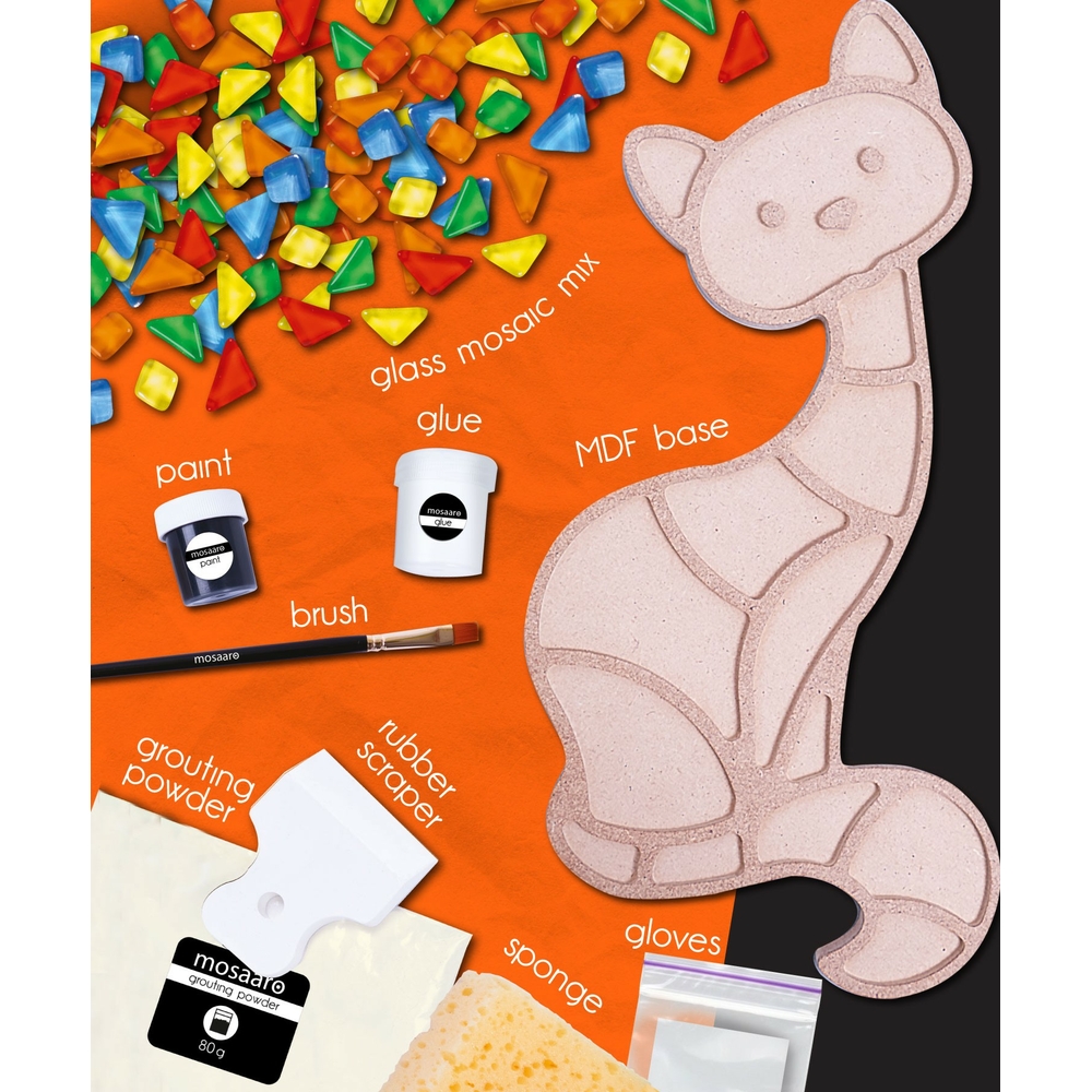 Фото, Видеообзоры набір для творчості скляна мозаїка «кіт» mosaaro ma3002