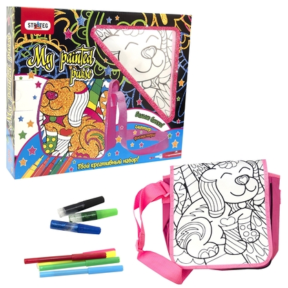 Фото, Відеоогляди набір для творчості strateg my painted purse російською мовою сумка-розмальовка собачка (2038)