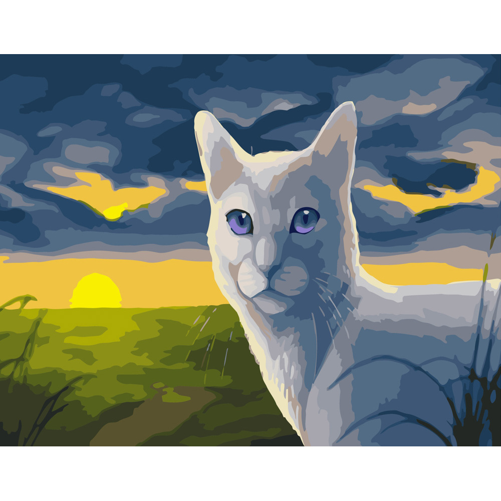 Фото, Відеоогляди картина за номерами strateg преміум кіт на фоні пейзажу розміром 40х50 см (gs369)
