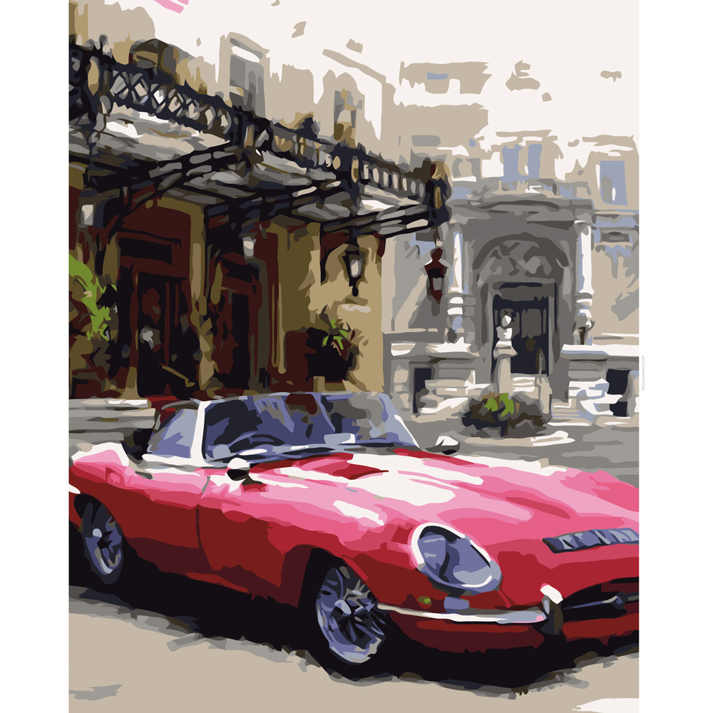 Фото, Відеоогляди картина за номерами ретро ягуар strateg з лаком розміром 40х50 см (va-0514)