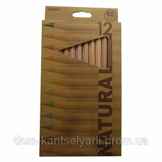 Олівці 6400-12СВ  12 цветов шестигранные Jumbo с точилкой (кедр), Natural - Cedarlite,  Marco