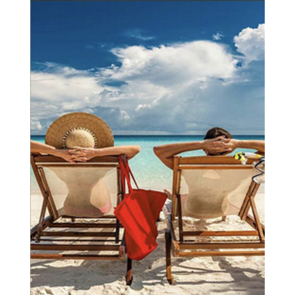 Фото, Відеоогляди алмазна мозаїка strateg преміум відпочинок на пляжі розміром 30х40 см (heg86028)