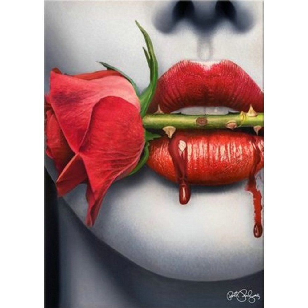 Фото, Відеоогляди алмазна мозаїка strateg преміум небезпечна пристрасть без підрамника розміром 30х40 см  (gd86092)