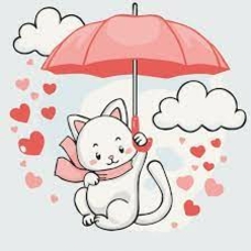 Картина 15568 Котик з парасолькою 30*30см