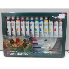 Фарби тюбиках AC12-12F 12штх12мл акрилові+4кісточки+палітра