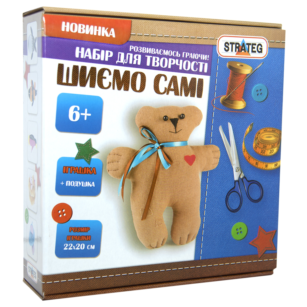 Фото, Видеообзоры набір для творчості strateg шиємо самі ведмедик українською мовою і-03