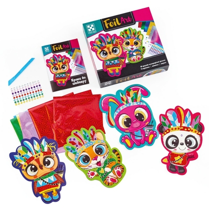Фото, Видеообзоры набір для творчості зі стразами та фольгою «foil art. шалені індіанці» vladi toys vt4433-09